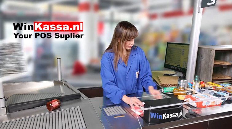 kassasysteem met weegschaal, supermarkt kassa 